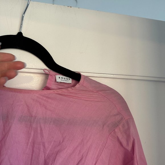 Rhode Resort Ella Blouson Mini Dress Flared Colorblock Rope Waist Tie Pink Red - Picture 6 of 8